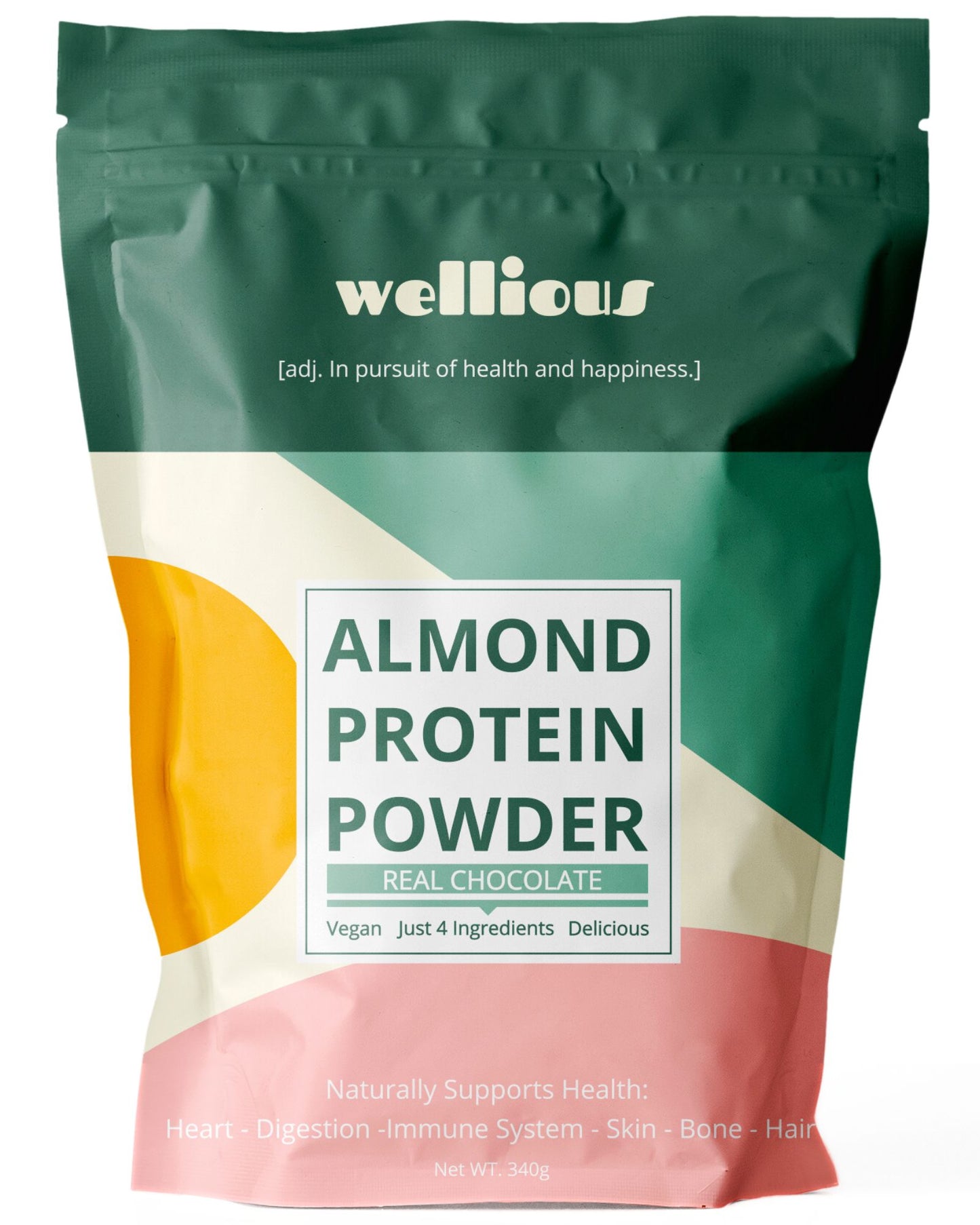 Wellious Protein Powder - Real Chocolate - Vegan, Plant-Based, Clean Label, Keto, Dairy-Free, Natural Dietary Supplement For Health and Fitness